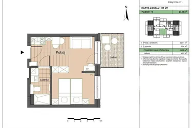 Rzut - Mieszkanie na sprzedaż 2 pokoje o powierzchni 24,35 m² - numer M29 w Stegna Forest 2