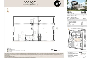 Rzut - Lokal użytkowy na sprzedaż 1 pokój o powierzchni 118,4 m² - numer L4 w Neo Agat