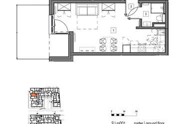 Rzut - Mieszkanie na sprzedaż 1 pokój o powierzchni 30,18 m² - numer M001 w Fredry