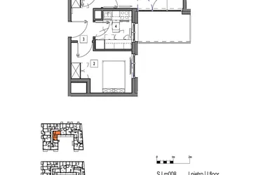 Rzut - Mieszkanie na sprzedaż 2 pokoje o powierzchni 40,49 m² - numer M008 w Fredry