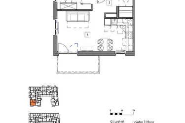 Rzut - Mieszkanie na sprzedaż 2 pokoje o powierzchni 46,56 m² - numer M010 w Fredry