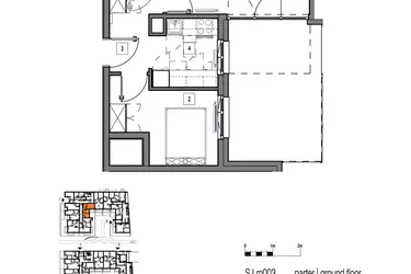 Rzut - Mieszkanie na sprzedaż 2 pokoje o powierzchni 39,9 m² - numer M003 w Fredry