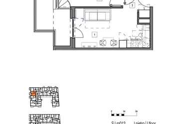 Rzut - Mieszkanie na sprzedaż 2 pokoje o powierzchni 36,86 m² - numer M012 w Fredry