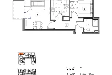 Rzut - Mieszkanie na sprzedaż 2 pokoje o powierzchni 44,2 m² - numer M020 w Fredry