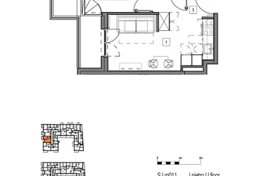 Rzut - Mieszkanie na sprzedaż 2 pokoje o powierzchni 35,37 m² - numer M011 w Fredry
