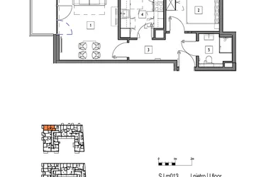 Rzut - Mieszkanie na sprzedaż 2 pokoje o powierzchni 44,36 m² - numer M013 w Fredry