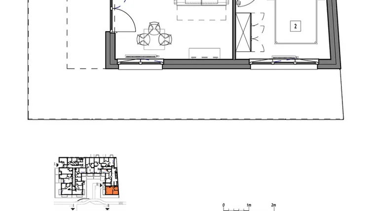 Rzut - Mieszkanie na sprzedaż 2 pokoje o powierzchni 41 m² - numer M031 w Fredry