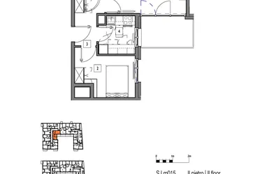 Rzut - Mieszkanie na sprzedaż 2 pokoje o powierzchni 40,3 m² - numer M015 w Fredry