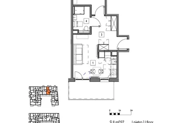 Rzut - Mieszkanie na sprzedaż 2 pokoje o powierzchni 40,01 m² - numer M037 w Fredry