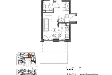 Rzut - Mieszkanie na sprzedaż 2 pokoje o powierzchni 40,02 m² - numer M033 w Fredry