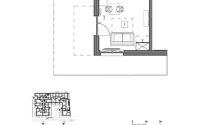Rzut - Mieszkanie na sprzedaż 1 pokój o powierzchni 26,58 m² - numer M033 w Fredry