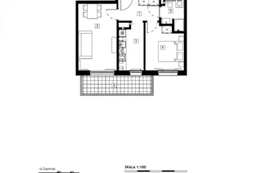 Rzut - Mieszkanie na sprzedaż 2 pokoje o powierzchni 45,79 m² - numer M004 w Żupnicza