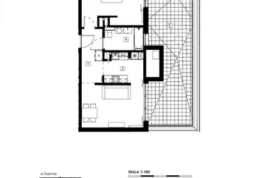 Rzut - Mieszkanie na sprzedaż 2 pokoje o powierzchni 54,45 m² - numer M019 w Żupnicza