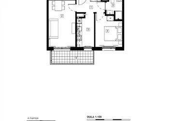 Rzut - Mieszkanie na sprzedaż 2 pokoje o powierzchni 45,21 m² - numer M039 w Żupnicza