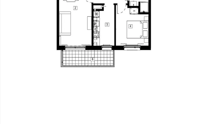 Rzut - Mieszkanie na sprzedaż 2 pokoje o powierzchni 45,21 m² - numer M039 w Żupnicza