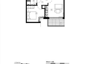 Rzut - Mieszkanie na sprzedaż 2 pokoje o powierzchni 36,94 m² - numer M045 w Żupnicza