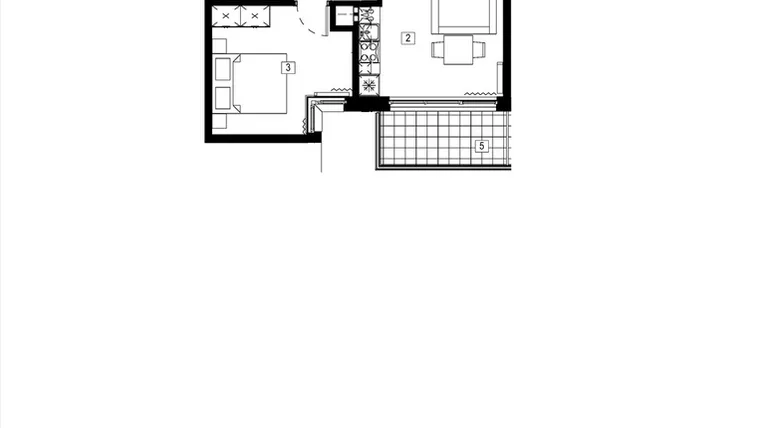 Rzut - Mieszkanie na sprzedaż 2 pokoje o powierzchni 36,94 m² - numer M045 w Żupnicza