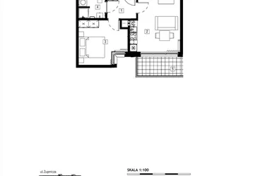Rzut - Mieszkanie na sprzedaż 2 pokoje o powierzchni 37,22 m² - numer M053 w Żupnicza