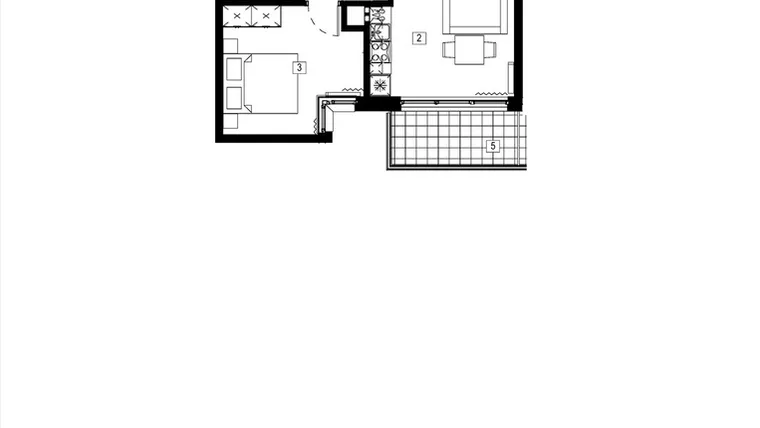 Rzut - Mieszkanie na sprzedaż 2 pokoje o powierzchni 36,91 m² - numer M065 w Żupnicza