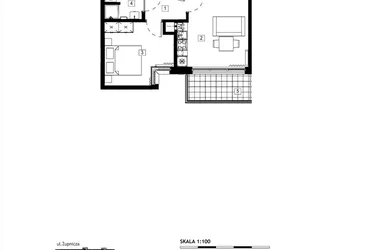 Rzut - Mieszkanie na sprzedaż 2 pokoje o powierzchni 36,99 m² - numer M061 w Żupnicza