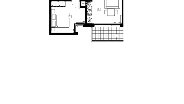 Rzut - Mieszkanie na sprzedaż 2 pokoje o powierzchni 36,99 m² - numer M061 w Żupnicza