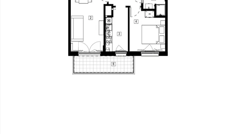 Rzut - Mieszkanie na sprzedaż 2 pokoje o powierzchni 44,01 m² - numer M013 w Żupnicza