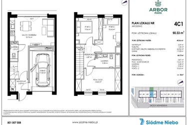 Rzut - Mieszkanie na sprzedaż 4 pokoje o powierzchni 90,33 m² - numer 4C1 w Arbor Park