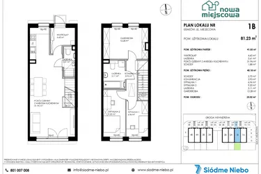 Rzut - Mieszkanie na sprzedaż 4 pokoje o powierzchni 81,38 m² - numer 1B w Nowa Miejscowa