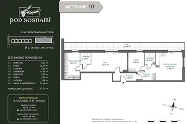 Rzut - Mieszkanie na sprzedaż 4 pokoje o powierzchni 83,22 m² - numer 10 w Pod Sosnami