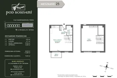 Rzut - Mieszkanie na sprzedaż 2 pokoje o powierzchni 75,09 m² - numer 25 w Pod Sosnami