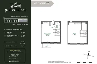 Rzut - Mieszkanie na sprzedaż 2 pokoje o powierzchni 75,85 m² - numer 28 w Pod Sosnami