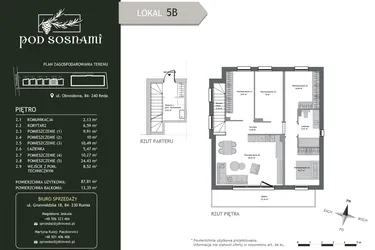 Rzut - Dom na sprzedaż 5 pokoi o powierzchni 87,81 m² - numer 5B w Pod Sosnami