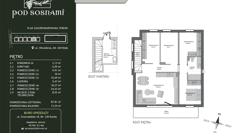 Rzut - Dom na sprzedaż 5 pokoi o powierzchni 87,81 m² - numer 5B w Pod Sosnami