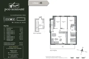 Rzut - Dom na sprzedaż 5 pokoi o powierzchni 87,81 m² - numer 4B w Pod Sosnami