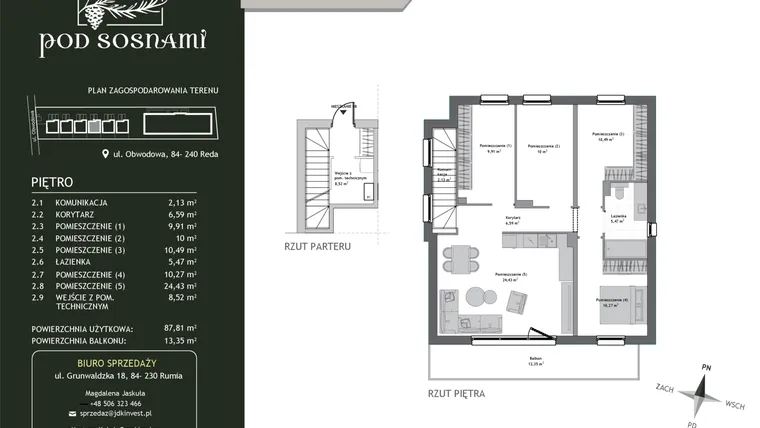 Rzut - Dom na sprzedaż 5 pokoi o powierzchni 87,81 m² - numer 4B w Pod Sosnami