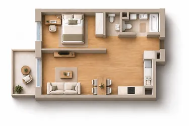 Rzut - Mieszkanie na sprzedaż 2 pokoje o powierzchni 47,34 m² - numer 07 w Kilińskiego Square
