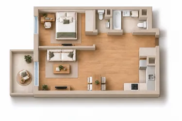 Rzut - Mieszkanie na sprzedaż 2 pokoje o powierzchni 47,66 m² - numer 06 w Kilińskiego Square