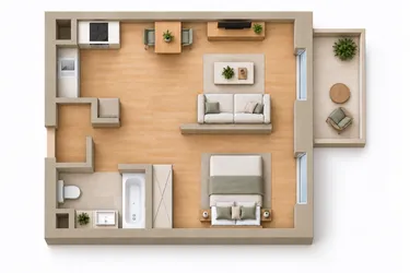 Rzut - Mieszkanie na sprzedaż 1 pokój o powierzchni 38,23 m² - numer 46 w Kilińskiego Square