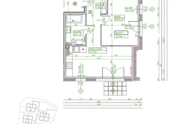 Rzut - Mieszkanie na sprzedaż 2 pokoje o powierzchni 43,52 m² - numer A.I.1 w Villa Rosenthal