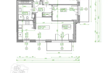 Rzut - Mieszkanie na sprzedaż 3 pokoje o powierzchni 55,01 m² - numer A.II.1 w Villa Rosenthal
