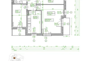 Rzut - Mieszkanie na sprzedaż 3 pokoje o powierzchni 61,33 m² - numer C.II.2 w Villa Rosenthal