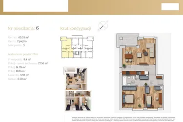 Rzut - Mieszkanie na sprzedaż 3 pokoje o powierzchni 66,26 m² - numer 51.6 w Dębowa 51