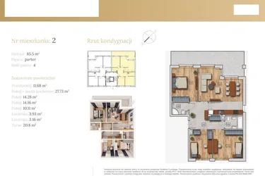 Rzut - Mieszkanie na sprzedaż 4 pokoje o powierzchni 86,45 m² - numer 51B.2 w Dębowa 51