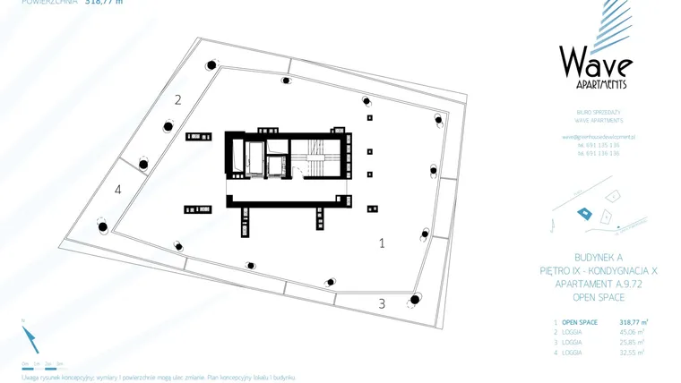 Rzut - Mieszkanie na sprzedaż 4 pokoje o powierzchni 86,77 m² - numer A.9.72 w Wave Międzyzdroje Resort & Spa