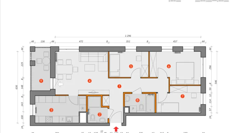 Rzut - Mieszkanie na sprzedaż 4 pokoje o powierzchni 78,82 m² - numer M26/4 w Platanowy Park
