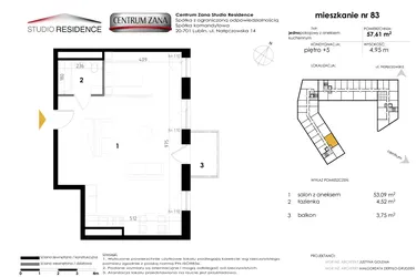 Rzut - Mieszkanie na sprzedaż 4 pokoje o powierzchni 115,22 m² - numer 83 w Studio Residence