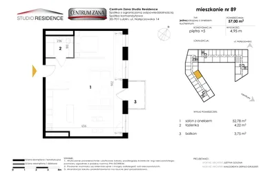 Rzut - Mieszkanie na sprzedaż 4 pokoje o powierzchni 114 m² - numer 89 w Studio Residence