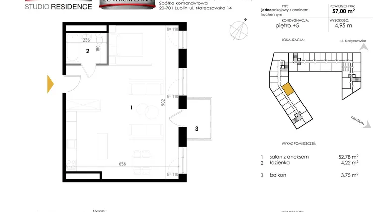 Rzut - Mieszkanie na sprzedaż 4 pokoje o powierzchni 114 m² - numer 89 w Studio Residence