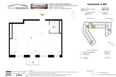 Rzut - Mieszkanie na sprzedaż 5 pokoi o powierzchni 120,34 m² - numer 200 w Studio Residence