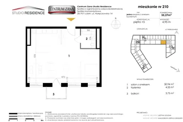 Rzut - Mieszkanie na sprzedaż 4 pokoje o powierzchni 110,54 m² - numer 210 w Studio Residence